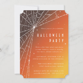 Elegant Oranje Diamond Spider Web Halloween Party Kaart
