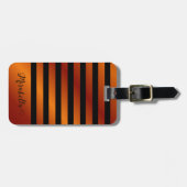 Elegant Oranje en Black Custom Name Bagagelabel (Voorkant horizontaal)