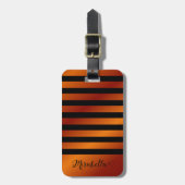 Elegant Oranje en Black Custom Name Bagagelabel (Voorkant verticaal)