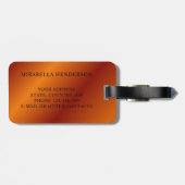 Elegant Oranje en Black Custom Name Bagagelabel (Achterkant horizontaal)
