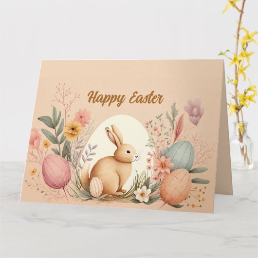 Elegant oranje en roze paaskaart kaart (Gele Bloem)