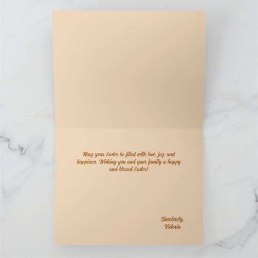 Elegant oranje en roze paaskaart kaart (Binnen)