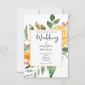 Elegant Oranje floral bruiloft uitnodiging (Voorkant)