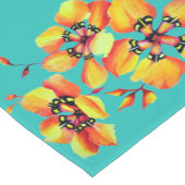 Elegant Oranje Flowers - Aqua Korte Tafelloper (Hoek)