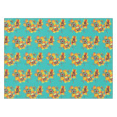 Elegant Oranje Flowers - Aqua Tafelkleed (Voorkant (Horizontaal))