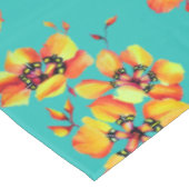 Elegant Oranje Flowers - Aqua Tafelkleed (Gekanteld)