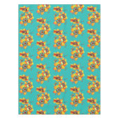 Elegant Oranje Flowers - Aqua Tafelkleed (Voorkant)