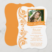 Elegant Oranje Fotogradatiepartij Uitnodiging (Voorkant / Achterkant)