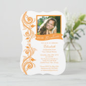 Elegant Oranje Fotogradatiepartij Uitnodiging (Staand voorkant)