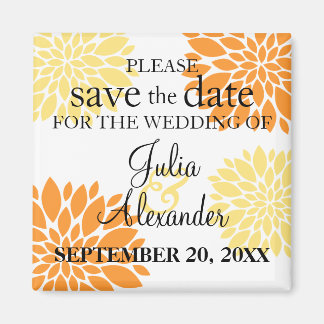 Elegant Oranje geel hout blaast de datum op Magneet