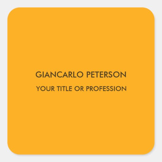 Elegant Oranje Geel Minimalistisch Professioneel Vierkante Sticker (Voorkant)