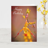 Elegant Oranje Geel Orchidee Flower Happy Birthday Kaart (Gele Bloem)
