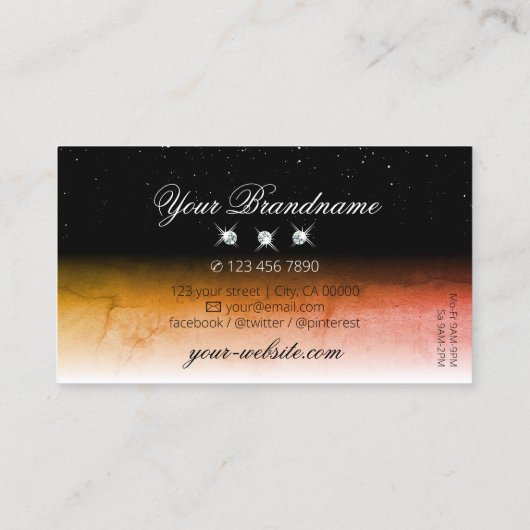 Elegant Oranje gemarmerd zwart-witte juwelen Visitekaartje (Achterkant)