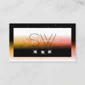 Elegant Oranje gemarmerde zwarte witte monogram ju Visitekaartje (Voorkant)