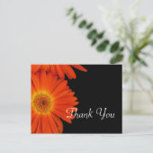 Elegant oranje gerbera daisy bloemen bruiloft briefkaart (Staand voorkant)