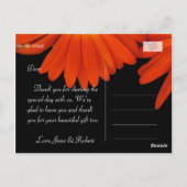 Elegant oranje gerbera daisy bloemen bruiloft briefkaart (Achterkant)
