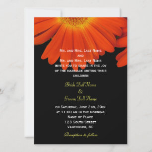 Elegant oranje gerbera daisy bloemen bruiloft kaart