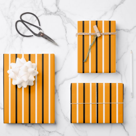 Elegant Oranje Gestreepte Inpakpapier Vel (Voorkant)