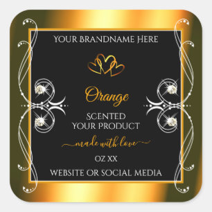 Elegant Oranje Glamor Decor Black Product Labels