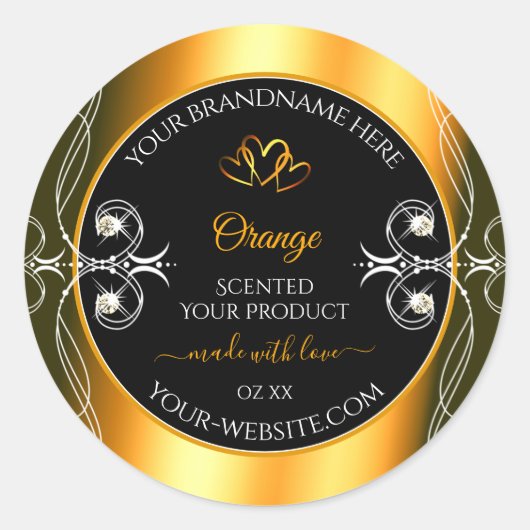 Elegant Oranje Glamor Decor Black Product Labels (Voorkant)