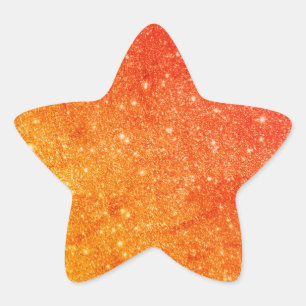Elegant Oranje Glitter Star Sticker