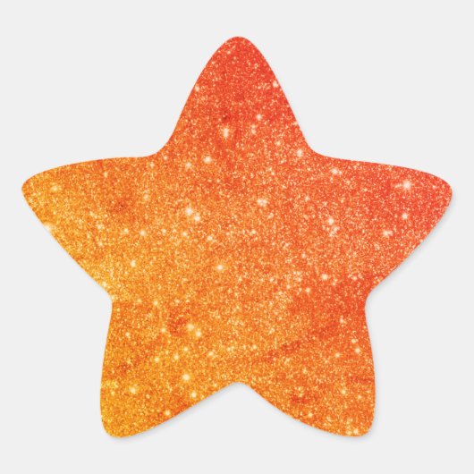 Elegant Oranje Glitter Star Sticker (Voorkant)