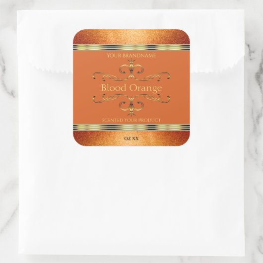 Elegant Oranje Gold Product Labels Glitter Borders (Tas)