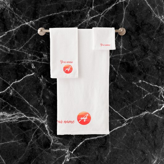 Elegant oranje golvend monogram badhanddoekje bad handdoek