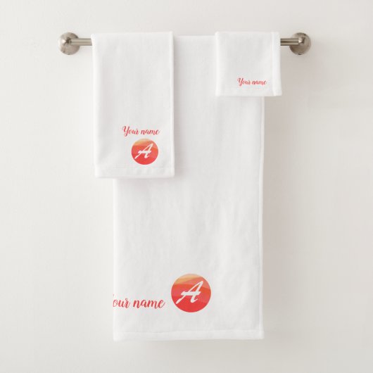 Elegant oranje golvend monogram badhanddoekje bad handdoek (Insitu)