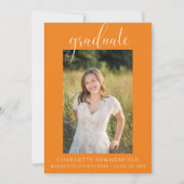 Elegant Oranje Graduation Party Photo Invitation Kaart (Voorkant)