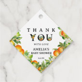 Elegant Oranje groen Schattige Dank u Bedankjes Labels (Voorkant)