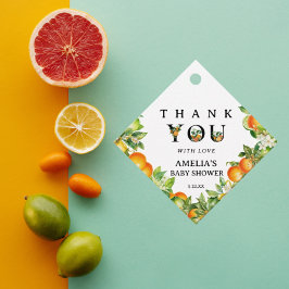 Elegant Oranje groen Schattige Dank u Bedankjes Labels