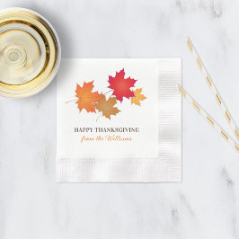 Elegant Oranje Happy Thanksgiving Autumn Leaves Servetten