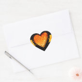 Elegant Oranje Heart Valentijnsdag op zwart Hart Sticker (Envelop)