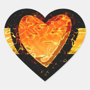 Elegant Oranje Heart Valentijnsdag op zwart Hart Sticker