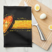 Elegant Oranje Heart Valentine day Black Monogram Theedoek (Quarter Fold)