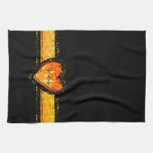 Elegant Oranje Heart Valentine day Black Monogram Theedoek (Horizontaal)