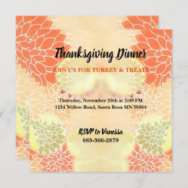 Elegant Oranje Herfst Floral Thanksgiving Kaart