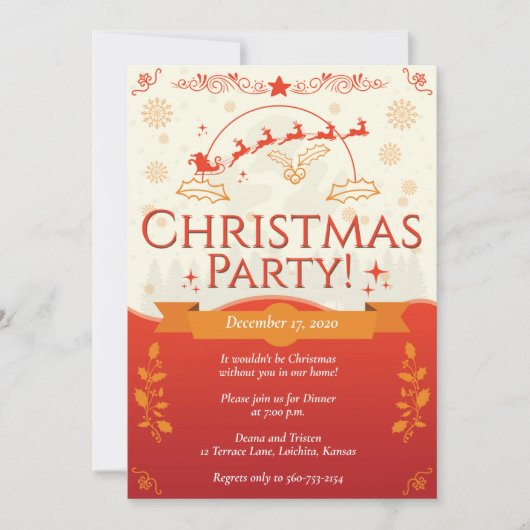 Elegant Oranje Kerstfeest Kaart (Voorkant)