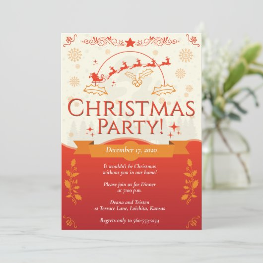 Elegant Oranje Kerstfeest Kaart (Staand voorkant)