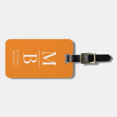 Elegant Oranje Monogram Bagagelabel (Voorkant horizontaal)