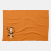 Elegant oranje monogram, keukenhanddoek (Horizontaal)