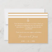 Elegant Oranje Nautical Anchor Wedding Photo Bedankkaart (Achterkant)