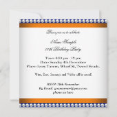 Elegant Oranje Navy Blue Damask Pearl Party 2 Kaart (Achterkant)