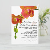 Elegant Oranje orchideeën Tropisch strand Weddensc Kaart (Staand voorkant)