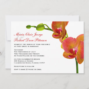 Elegant Oranje orchideeën Tropisch strand Weddensc Kaart