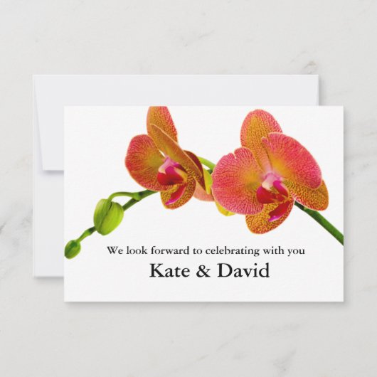 Elegant Oranje Orchids Respons RSVP Card (Achterkant)