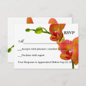 Elegant Oranje Orchids Respons RSVP Card (Voorkant / Achterkant)