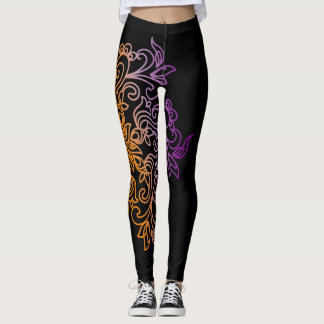 Elegant oranje paars gradiënt Mandala Leggings