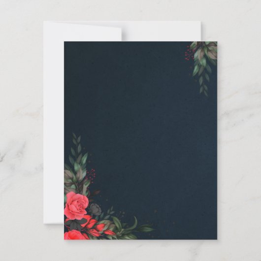 Elegant Oranje Peach Grey Floral Script Weddenscha Kaart (Achterkant)